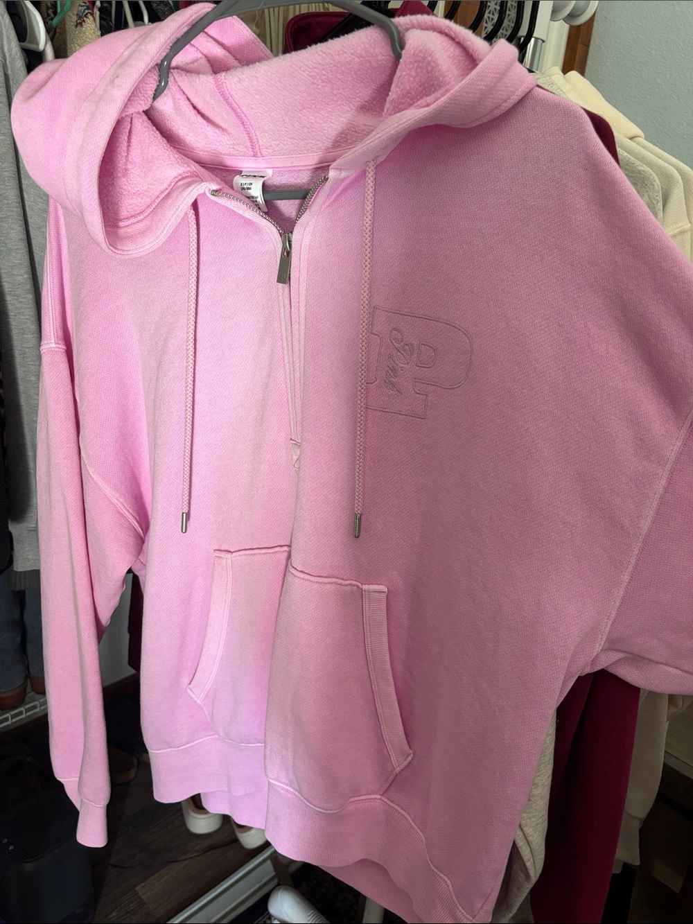 PINK Victoria's Secret Light Pink Zip-Up Hoodie Sweater